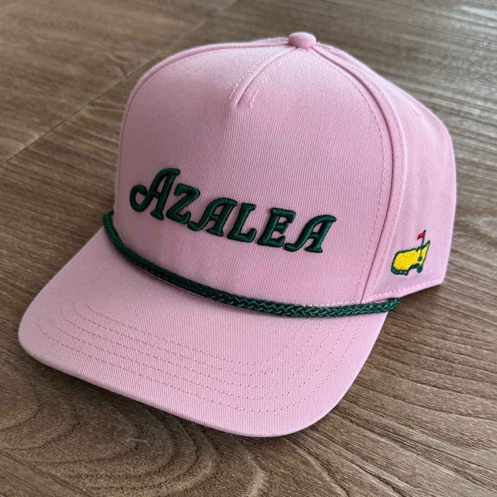 Masters Pink Azalea Rope-Trim Cap with Green Embroidery
